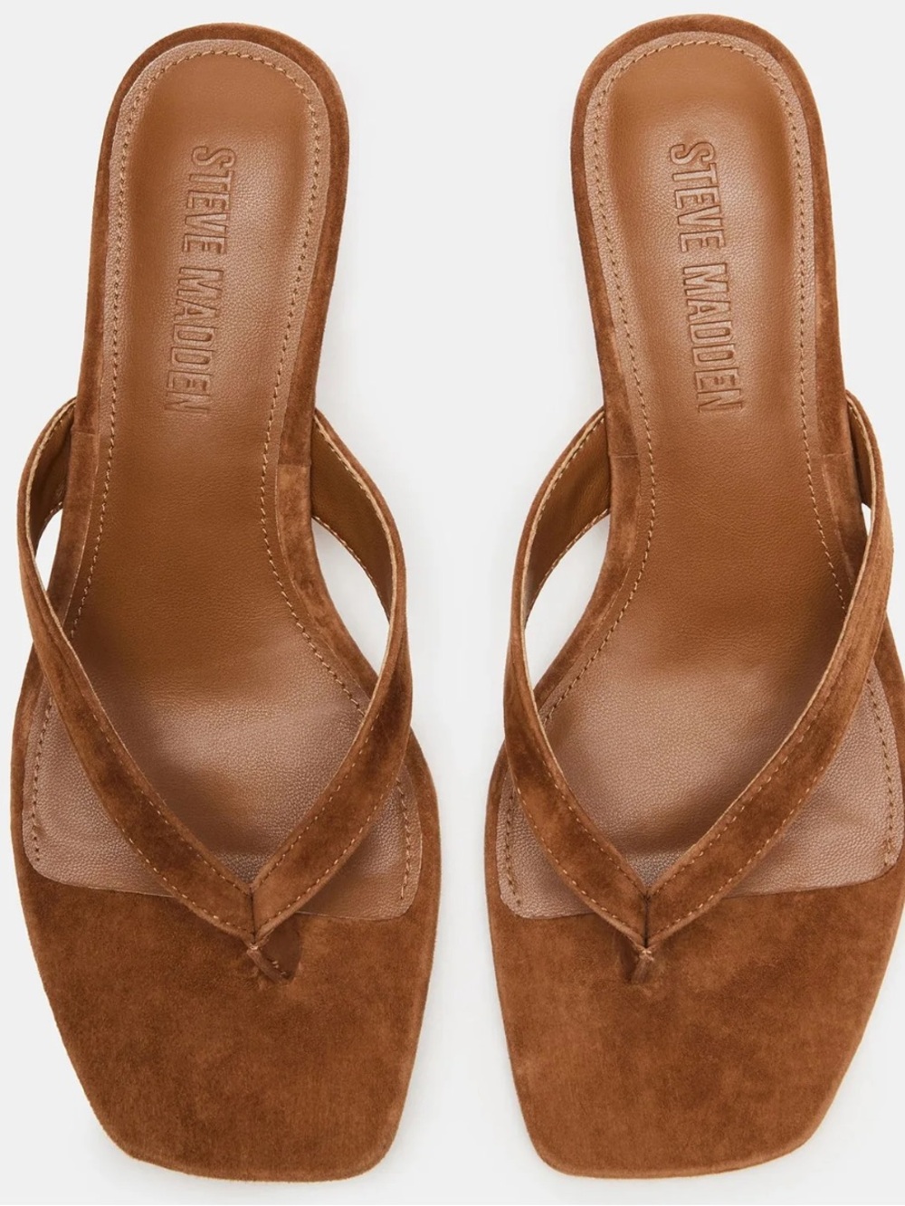 Steve Madden Tracie Chestnut Suede Kitten Heel Sandals - Picture 10 of 11